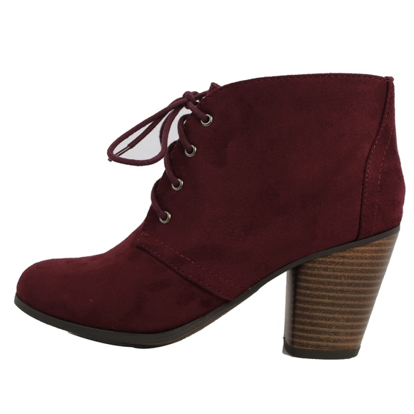 Vino Faux Suede Lace Up Stacked Heel Ankle Boot - Picture 2 of 8